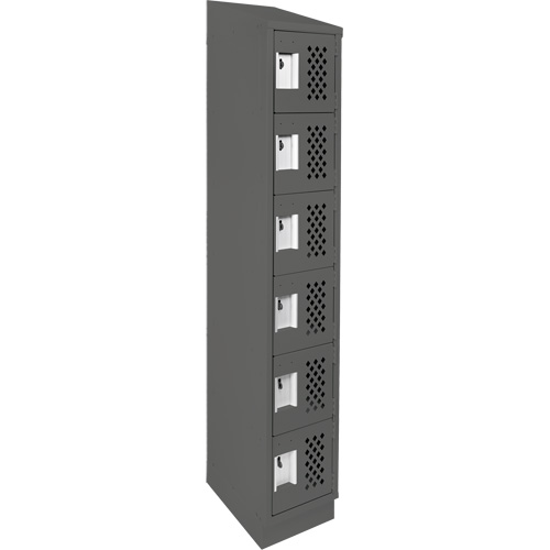 Assembled Lockerettes Clean Line Perforated Economy Lockers, 6 -tier, 18" x 72" x 12", Steel Fastek