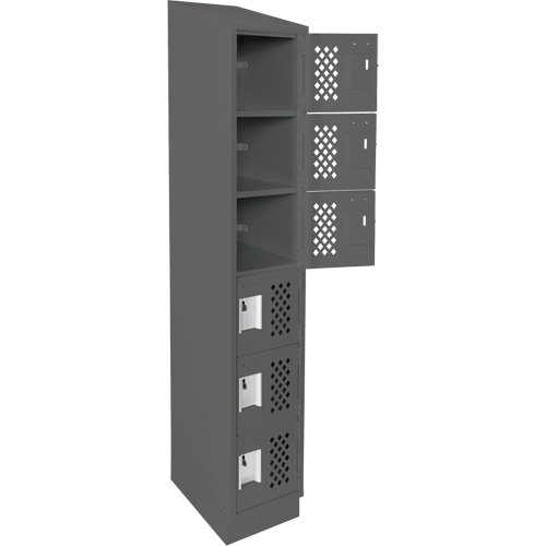 Assembled Lockerettes Clean Line Perforated Economy Lockers, 6 -tier, 18" x 72" x 12", Steel Fastek