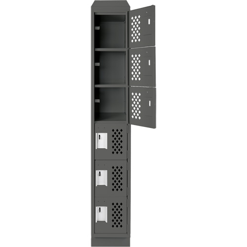 Assembled Lockerettes Clean Line Perforated Economy Lockers, 6 -tier, 18" x 72" x 12", Steel Fastek