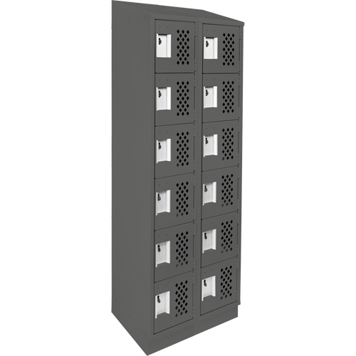 Assembled Lockerettes Clean Line Perforated Economy Lockers, 6 -tier, Bank of 2, 18" x 72" x 12", Steel Fastek