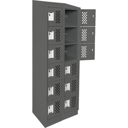 Assembled Lockerettes Clean Line Perforated Economy Lockers, 6 -tier, Bank of 2, 18" x 72" x 12", Steel Fastek