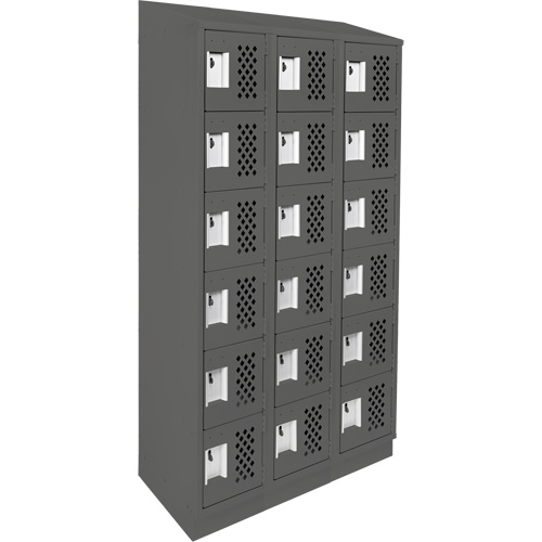 Assembled Lockerettes Clean Line Perforated Economy Lockers, 6 -tier, Bank of 3, 18" x 72" x 12", Steel Fastek