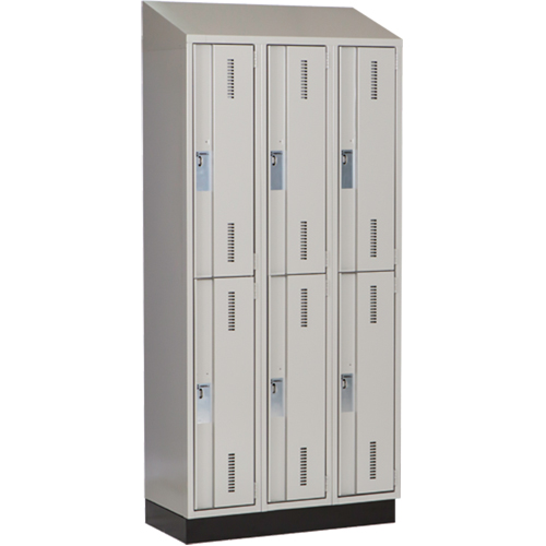 Concorde Heavy-Duty Lockers, 2 -tier, Bank of 3, 36" x 18" x 82", Steel, Grey, Welded (Assembled) Fastek