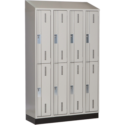 Concorde Heavy-Duty Lockers, 2 -tier, Bank of 4, 48" x 18" x 82", Steel, Grey, Welded (Assembled) Fastek
