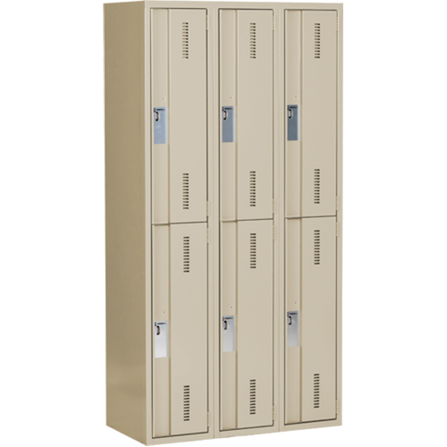 Concorde Heavy-Duty Lockers, 2 -tier, Bank of 3, 36" x 18" x 72", Steel, Beige, Welded (Assembled) Fastek