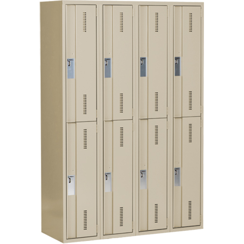 Concorde Heavy-Duty Lockers, 2 -tier, Bank of 4, 48" x 18" x 72", Steel, Beige, Welded (Assembled) Fastek