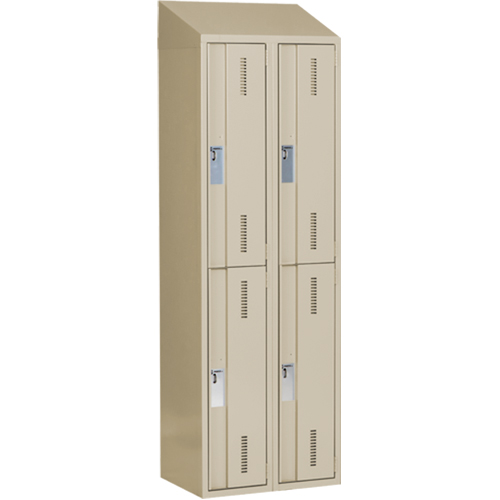 Casiers robustes Concorde, 2 niveaux, Bloc de 2, 24" x 18" x 78", Acier, Beige, Soud&eacute; (assembl&eacute;) Fastek