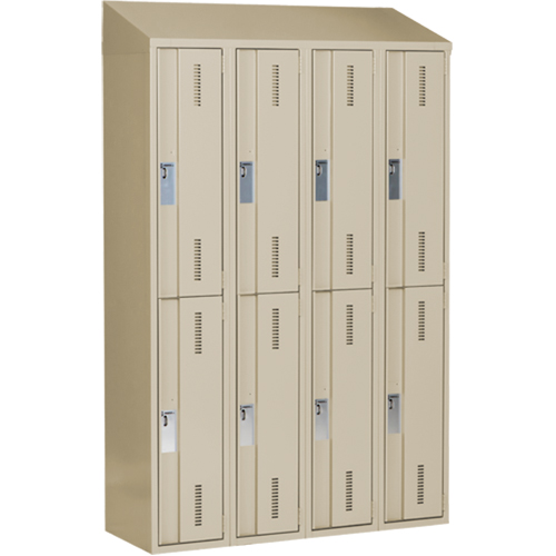 Concorde Heavy-Duty Lockers, 2 -tier, Bank of 4, 48" x 18" x 78", Steel, Beige, Welded (Assembled) Fastek