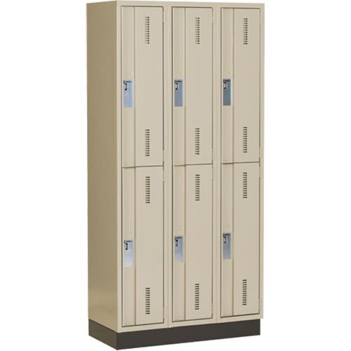 Concorde Heavy-Duty Lockers, 2 -tier, Bank of 3, 36" x 18" x 76", Steel, Beige, Welded (Assembled) Fastek