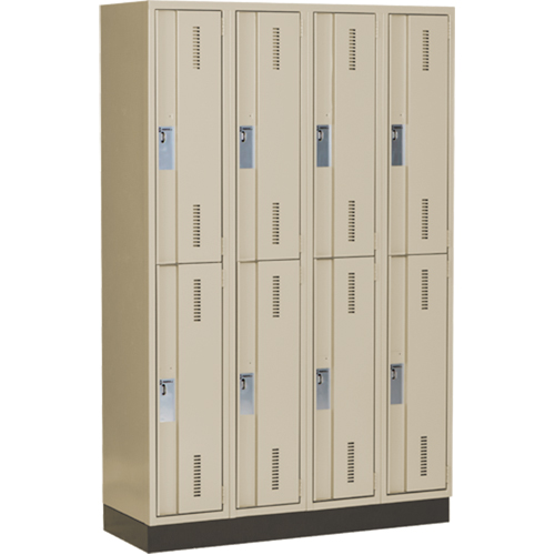 Concorde Heavy-Duty Lockers, 2 -tier, Bank of 4, 48" x 18" x 76", Steel, Beige, Welded (Assembled) Fastek