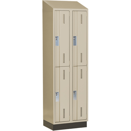 Concorde Heavy-Duty Lockers, 2 -tier, Bank of 2, 24" x 18" x 82", Steel, Beige, Welded (Assembled) Fastek