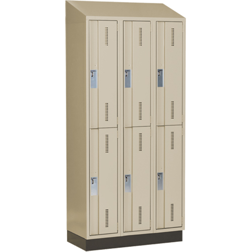 Concorde Heavy-Duty Lockers, 2 -tier, Bank of 3, 36" x 18" x 82", Steel, Beige, Welded (Assembled) Fastek