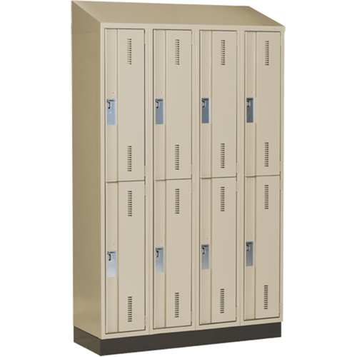 Concorde Heavy-Duty Lockers, 2 -tier, Bank of 4, 48" x 18" x 82", Steel, Beige, Welded (Assembled) Fastek