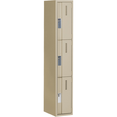 Concorde Heavy-Duty Lockers, 3 -tier, 12" x 18" x 72", Steel, Beige, Welded (Assembled) Fastek