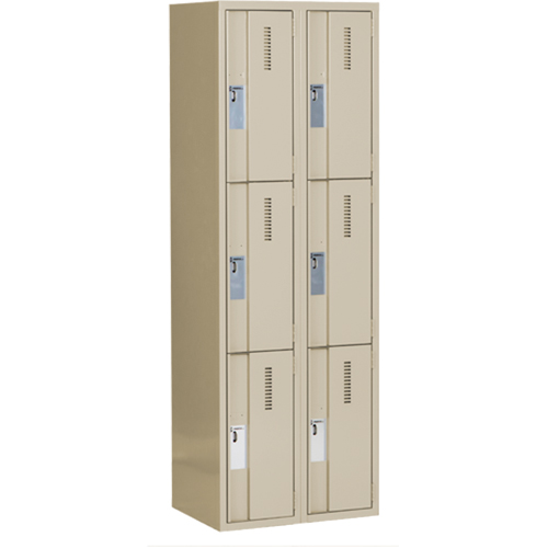 Casiers robustes Concorde, 3 niveaux, Bloc de 2, 24" x 18" x 72", Acier, Beige, Soud&eacute; (assembl&eacute;) Fastek