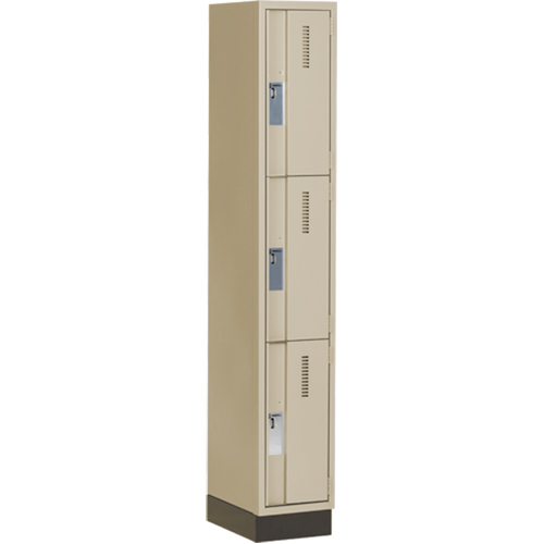 Casiers robustes Concorde, 3 niveaux, 12" x 18" x 76", Acier, Beige, Soud&eacute; (assembl&eacute;) Fastek