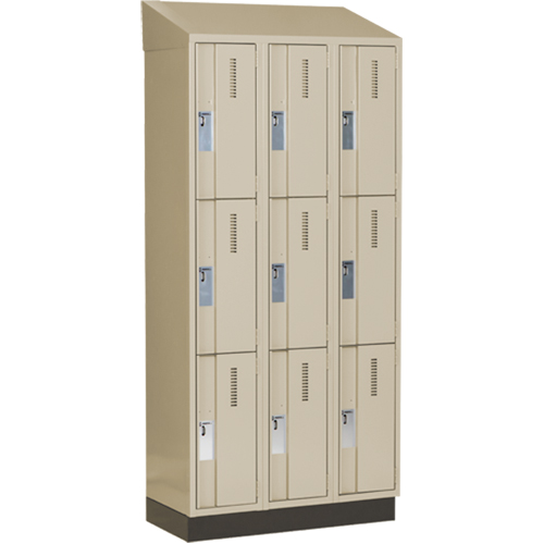 Concorde Heavy-Duty Lockers, 3 -tier, Bank of 3, 36" x 18" x 82", Steel, Beige, Welded (Assembled) Fastek