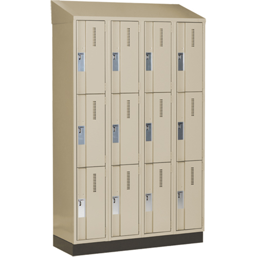 Concorde Heavy-Duty Lockers, 3 -tier, Bank of 4, 48" x 18" x 82", Steel, Beige, Welded (Assembled) Fastek