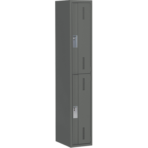 Concorde Heavy-Duty Lockers, 2 -tier, 12" x 18" x 72", Steel, Charcoal, Welded (Assembled) Fastek