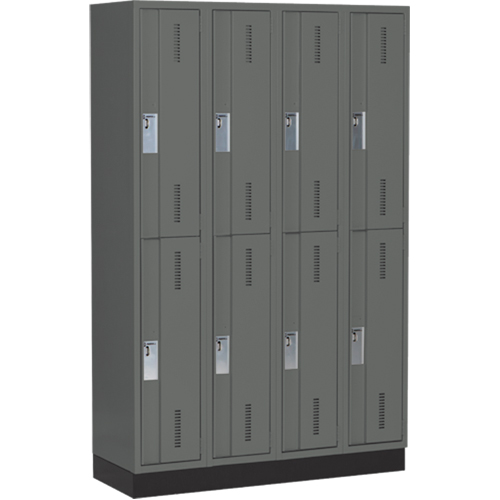Concorde Heavy-Duty Lockers, 2 -tier, Bank of 4, 48" x 18" x 76", Steel, Charcoal, Welded (Assembled) Fastek