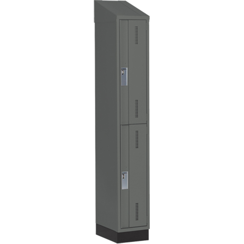 Concorde Heavy-Duty Lockers, 2 -tier, 12" x 18" x 82", Steel, Charcoal, Welded (Assembled) Fastek