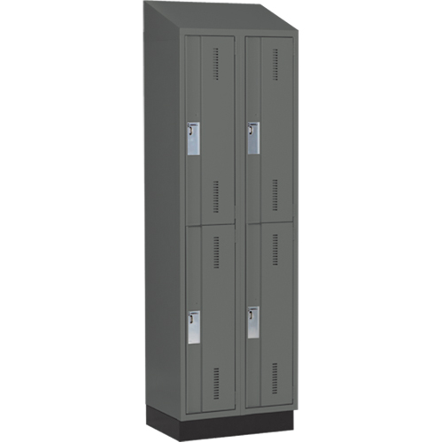Concorde Heavy-Duty Lockers, 2 -tier, Bank of 2, 24" x 18" x 82", Steel, Charcoal, Welded (Assembled) Fastek