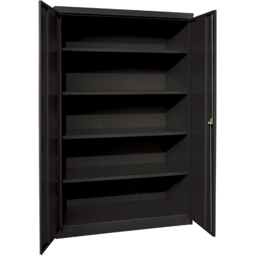 Deep Hi-Boy Storage Cabinet, Steel, 4 Shelves, 72" H x 36" W x 24" D, Black Fastek