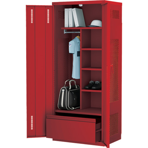 Deluxe Gear Locker, Steel, 36" W x 24" D x 72" H, Red Fastek