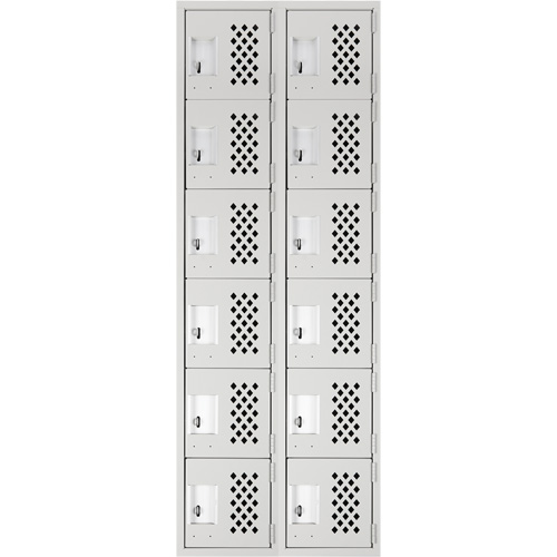 Clean Line Lockerettes, 6 -tier, Bank of 2, 18" x 72" x 12", Steel Fastek