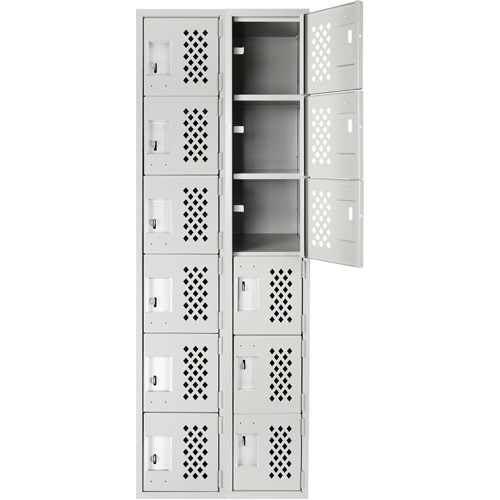 Clean Line Lockerettes, 6 -tier, Bank of 2, 18" x 72" x 12", Steel Fastek