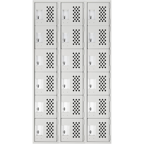 Clean Line Lockerettes, 6 -tier, Bank of 3, 18" x 72" x 12", Steel Fastek