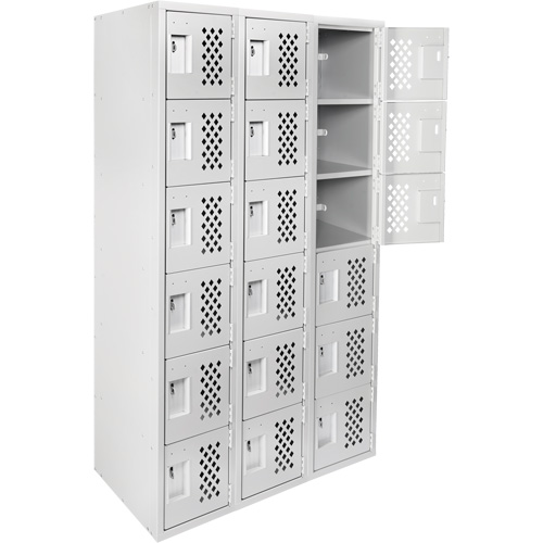 Clean Line Lockerettes, 6 -tier, Bank of 3, 18" x 72" x 12", Steel Fastek