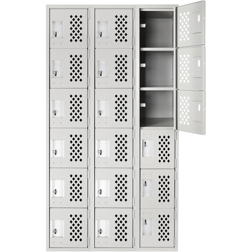 Clean Line Lockerettes, 6 -tier, Bank of 3, 18" x 72" x 12", Steel Fastek