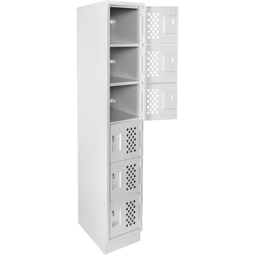Assembled Lockerettes Clean Line Perforated Economy Lockers, 6 -tier, 18" x 72" x 12", Steel Fastek