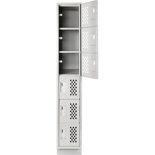 Assembled Lockerettes Clean Line Perforated Economy Lockers, 6 -tier, 18" x 72" x 12", Steel Fastek