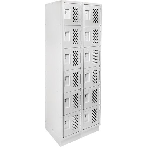 Assembled Lockerettes Clean Line Perforated Economy Lockers, 6 -tier, Bank of 2, 18" x 72" x 12", Steel Fastek