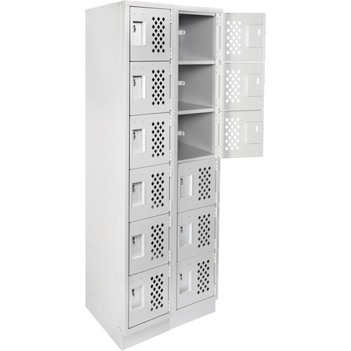 Assembled Lockerettes Clean Line Perforated Economy Lockers, 6 -tier, Bank of 2, 18" x 72" x 12", Steel Fastek