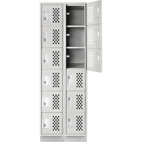 Assembled Lockerettes Clean Line Perforated Economy Lockers, 6 -tier, Bank of 2, 18" x 72" x 12", Steel Fastek