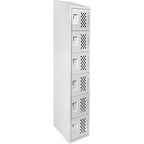 Assembled Lockerettes Clean Line Perforated Economy Lockers, 6 -tier, 18" x 72" x 12", Steel Fastek