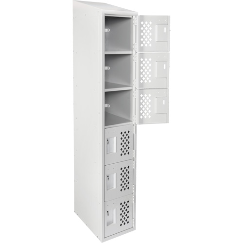 Assembled Lockerettes Clean Line Perforated Economy Lockers, 6 -tier, 18" x 72" x 12", Steel Fastek
