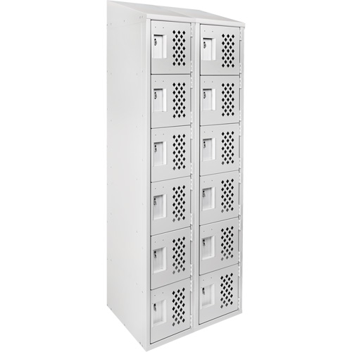 Assembled Lockerettes Clean Line Perforated Economy Lockers, 6 -tier, Bank of 2, 18" x 72" x 12", Steel Fastek
