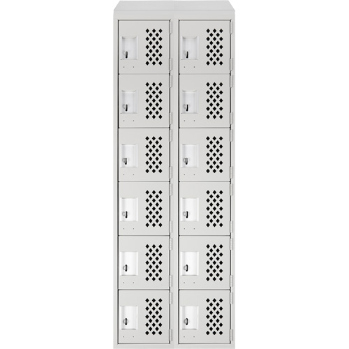 Assembled Lockerettes Clean Line Perforated Economy Lockers, 6 -tier, Bank of 2, 18" x 72" x 12", Steel Fastek