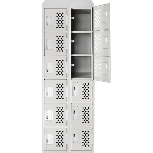 Assembled Lockerettes Clean Line Perforated Economy Lockers, 6 -tier, Bank of 2, 18" x 72" x 12", Steel Fastek