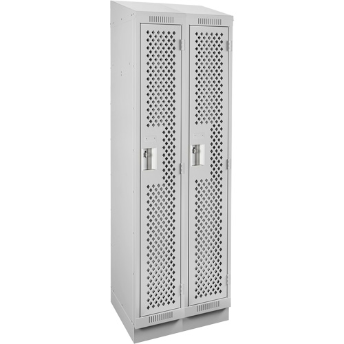 Clean Line Lockers, Bank of 2, 24" x 12" x 82", Steel, Grey, Rivet (Assembled), Perforated Fastek