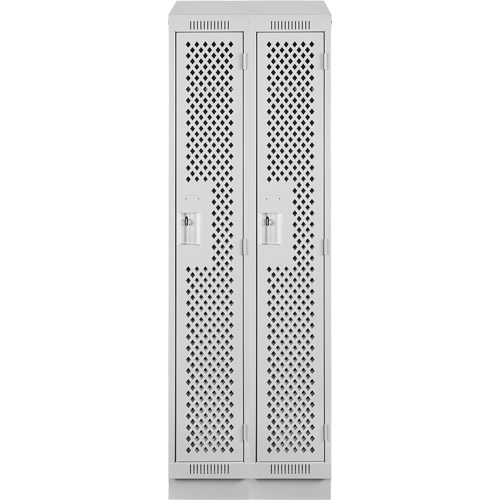Clean Line Lockers, Bank of 2, 24" x 12" x 82", Steel, Grey, Rivet (Assembled), Perforated Fastek