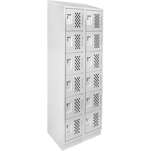 Assembled Lockerettes Clean Line Perforated Economy Lockers, 6 -tier, Bank of 2, 18" x 72" x 12", Steel Fastek