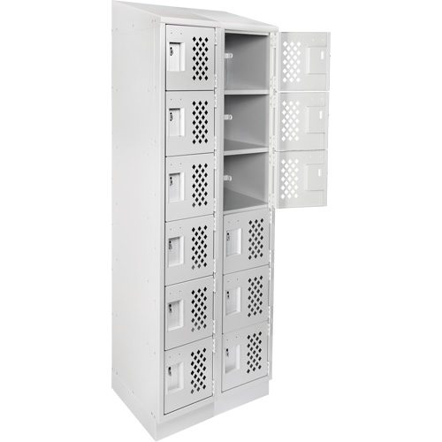 Assembled Lockerettes Clean Line Perforated Economy Lockers, 6 -tier, Bank of 2, 18" x 72" x 12", Steel Fastek