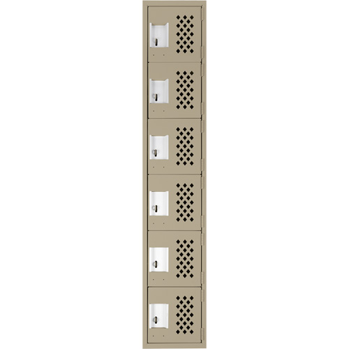 Assembled Lockerettes Clean Line Perforated Economy Lockers, 6 -tier, 18" x 72" x 12", Steel Fastek