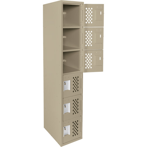 Assembled Lockerettes Clean Line Perforated Economy Lockers, 6 -tier, 18" x 72" x 12", Steel Fastek