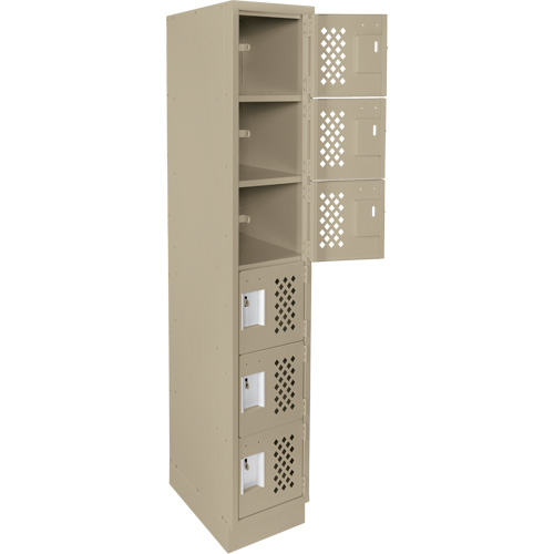 Assembled Lockerettes Clean Line Perforated Economy Lockers, 6 -tier, 18" x 72" x 12", Steel Fastek